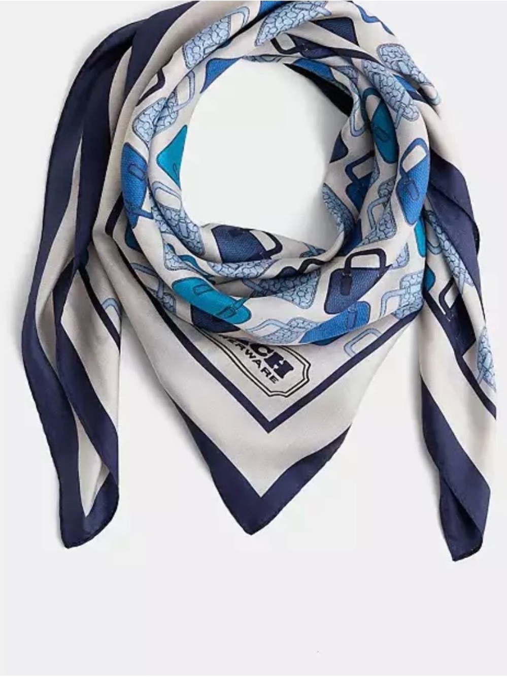 Coach Trompe L’Oeil Bag Print Silk Square Scarf 35” Blue Multicolor NWT